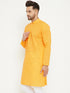 Men's Yellow Cotton Blend Kurta