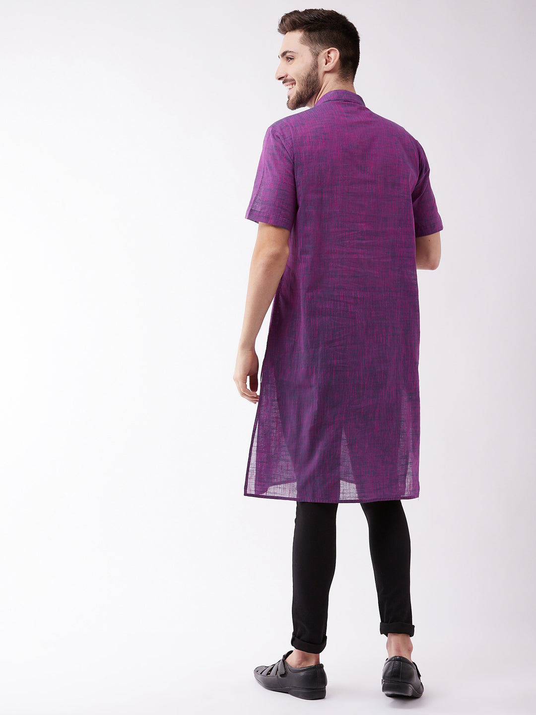 Men's Solid Purple Pure Cotton Kurta