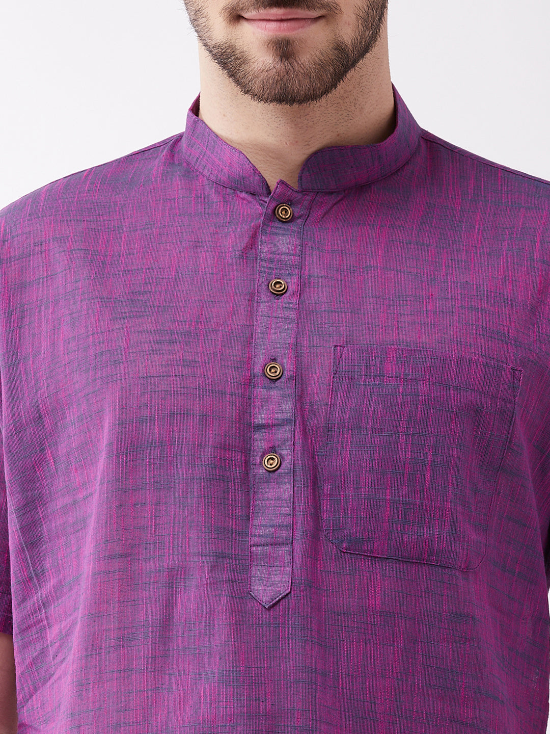 Men's Solid Purple Pure Cotton Kurta