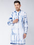 Men's Blue And White Pure Cotton Kurta