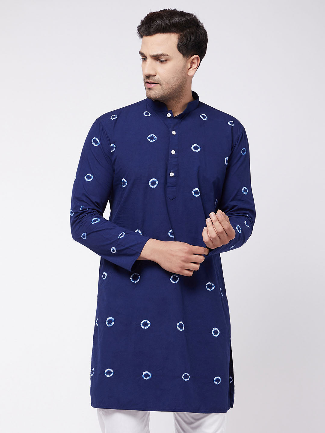 Men's Blue And White Tie And Dye Kurta