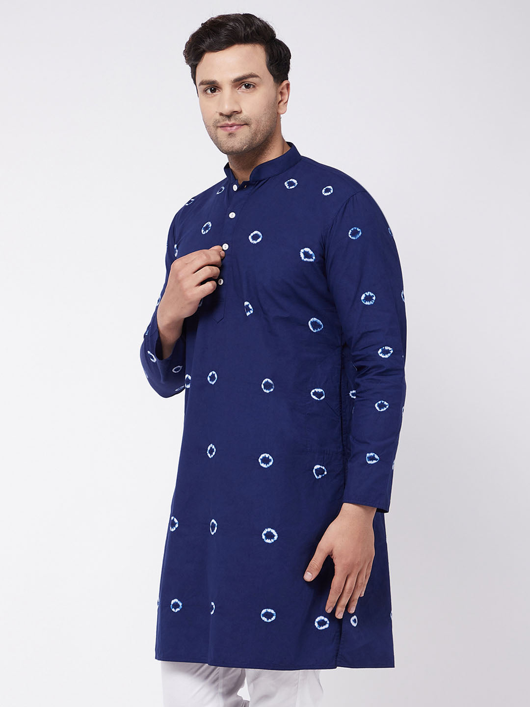 Men's Blue And White Tie And Dye Kurta