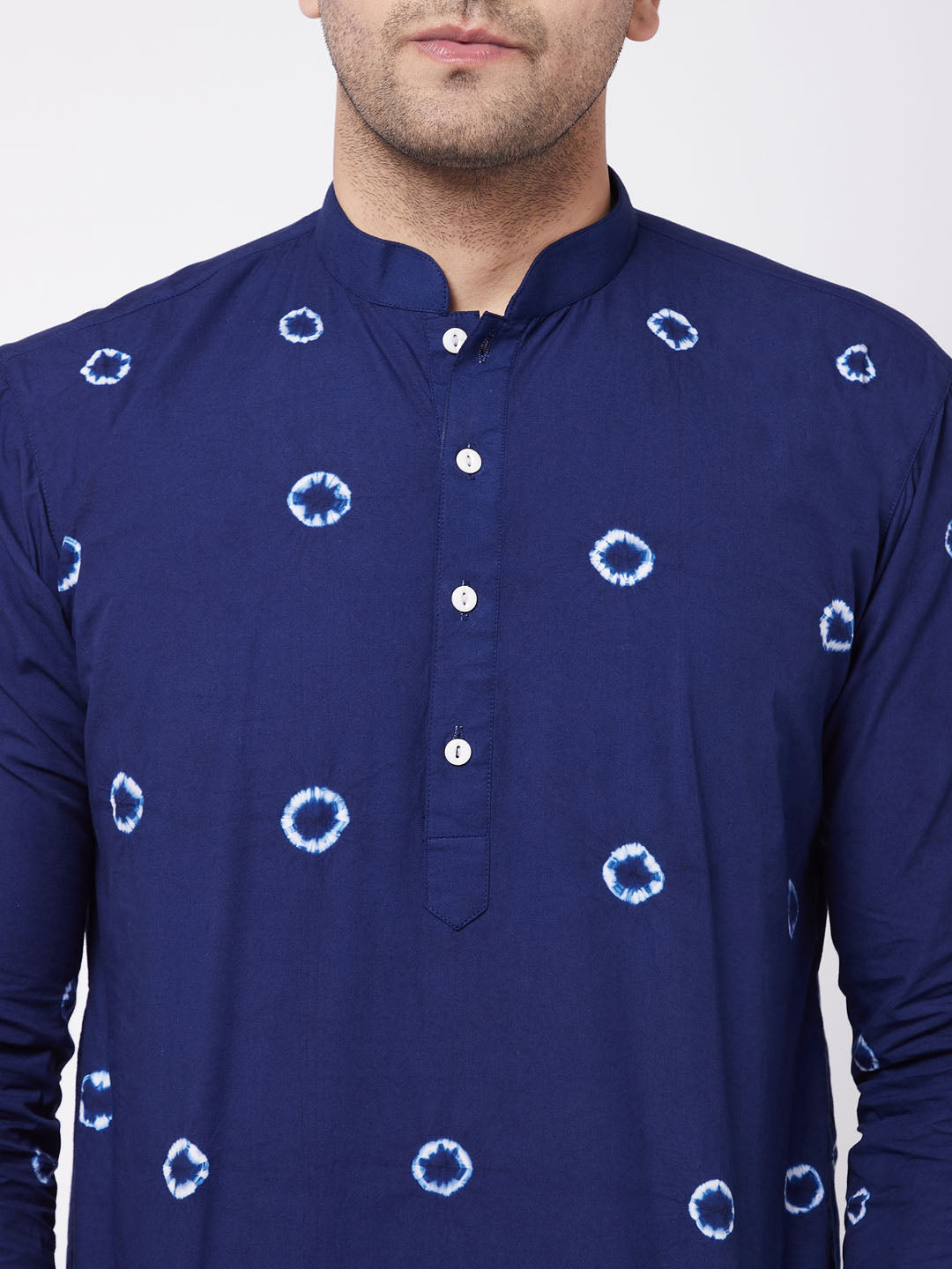 Men's Blue And White Tie And Dye Kurta