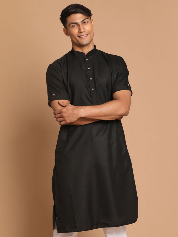 Men's Black Solid Kurta