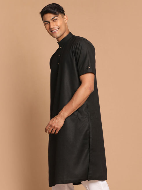 Men's Black Solid Kurta