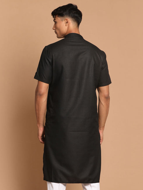 Men's Black Solid Kurta