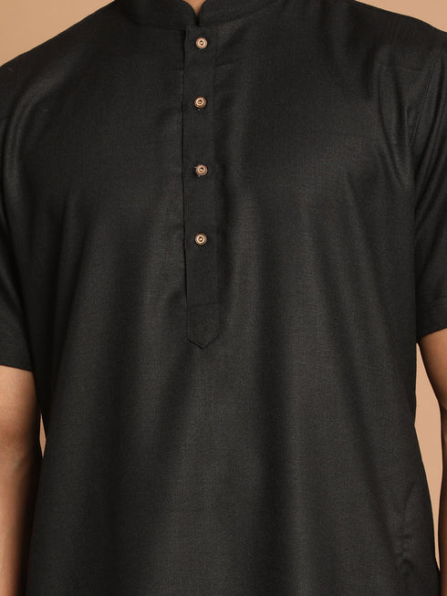 Men's Black Solid Kurta