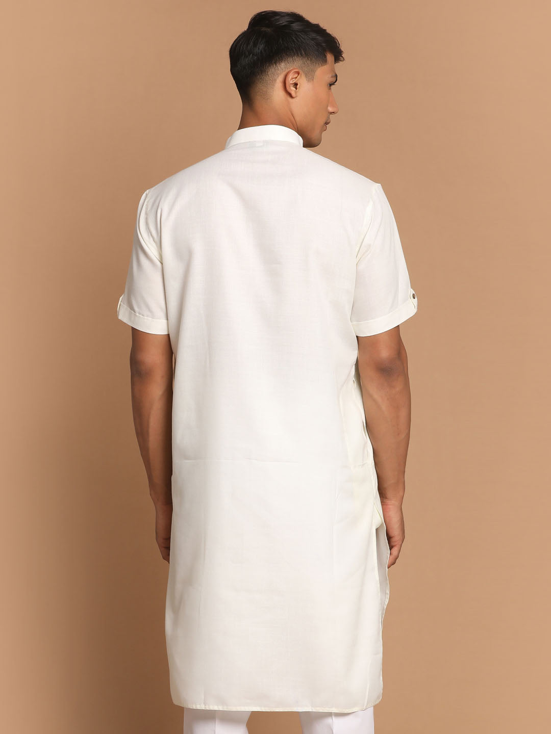 Men's Cream Solid Kurta