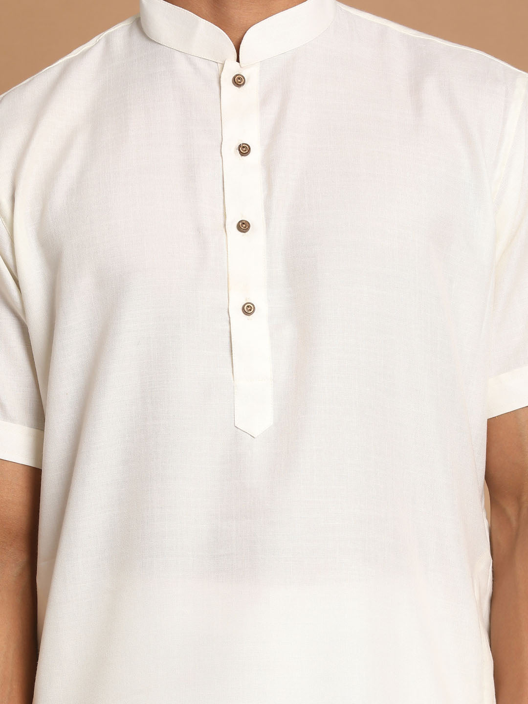 Men's Cream Solid Kurta
