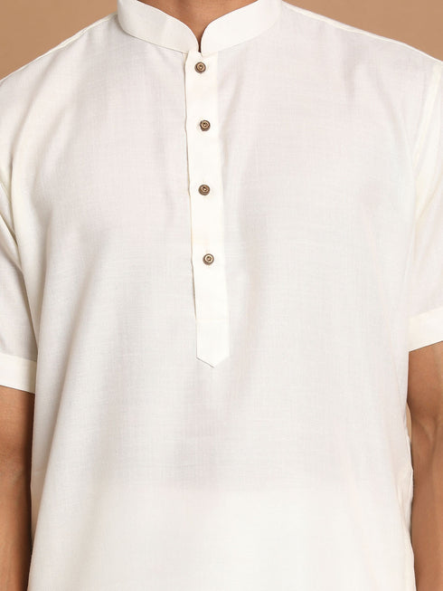 Men's Cream Solid Kurta