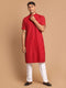 Men's Maroon Solid Kurta With White Pyjama Set