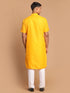 Men's Mustard Solid Kurta With White Pant Style Cotton Pyjama Set