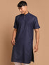 Men's Navy Blue Solid Kurta