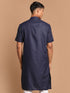 Men's Navy Blue Solid Kurta