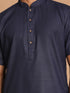 Men's Navy Blue Solid Kurta