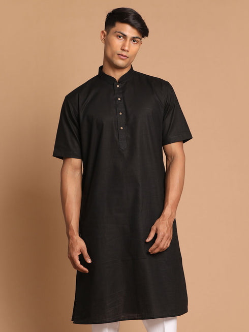 Men's Black Solid Kurta