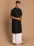 Men's Black Cotton Kurta And Mundu Set