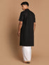 Men's Black Cotton Kurta And Mundu Set