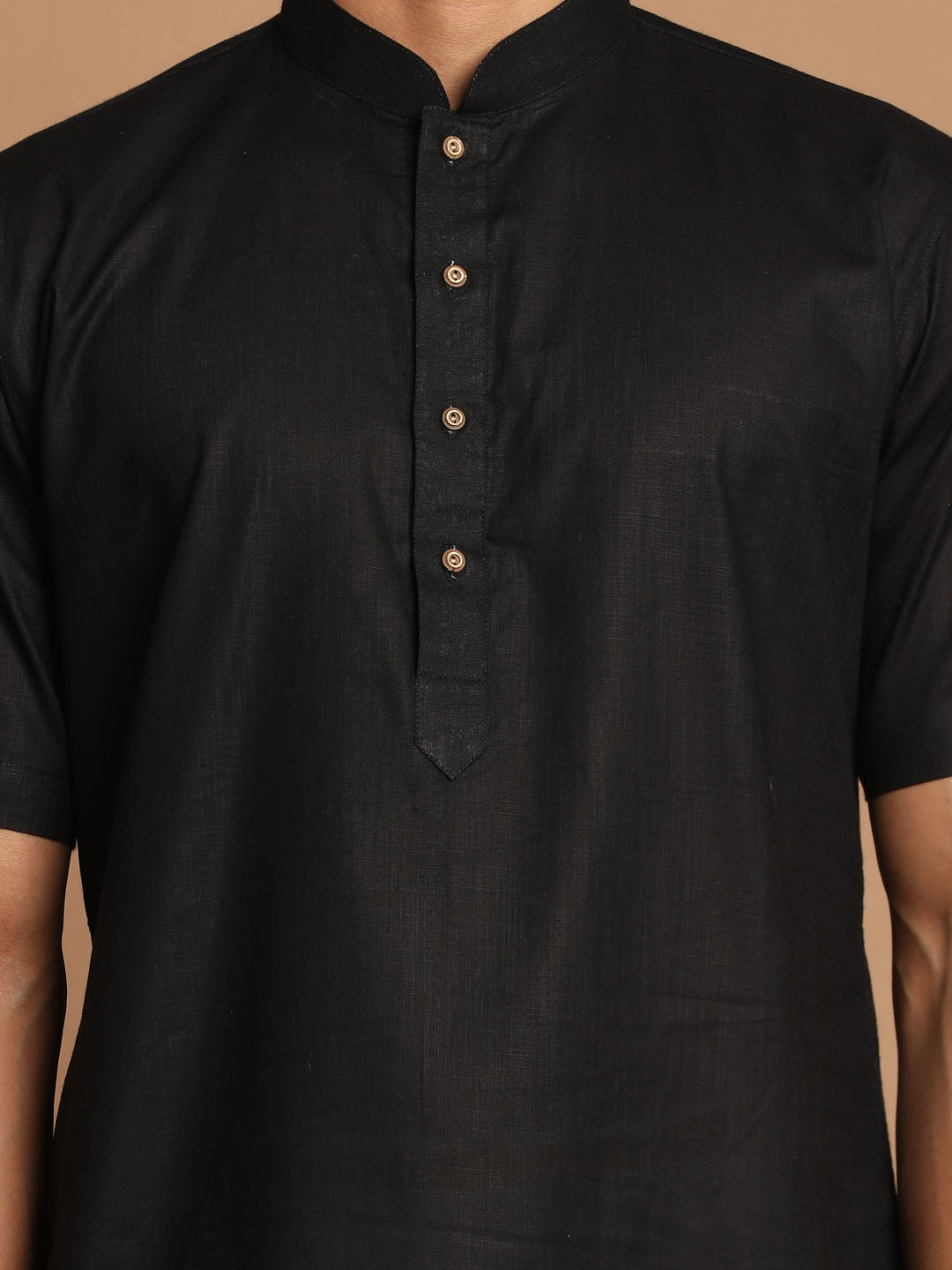Men's Black Solid Kurta With Pyjama