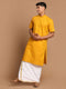 Men's Mustard Cotton Kurta And Mundu Set