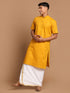Men's Mustard Cotton Kurta And Mundu Set