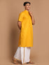Men's Mustard Cotton Kurta And Mundu Set