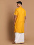 Men's Mustard Cotton Kurta And Mundu Set