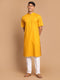 Men's Mustard Solid Kurta With Pyjama Set