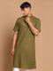 Men's Olive Green Solid Kurta