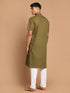 Men's Olive Green Solid Kurta With Pyjamas