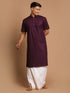 Men's Purpple Cotton Kurta And Mundu Set