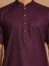 Men's Purpple Cotton Kurta And Mundu Set