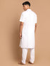Men's White Solid Kurta Pant Style Cotton Pyjama Set