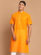 Men's Orange Striped Kurta