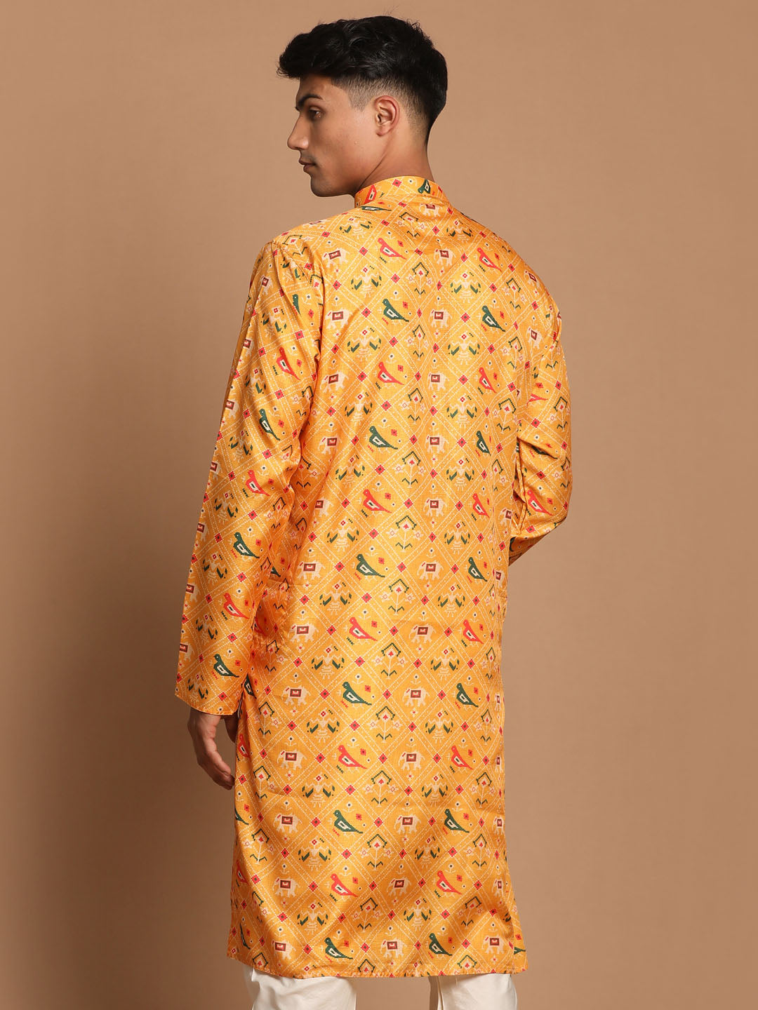 Men's Yellow Silk Blend Ethnic Kurta
