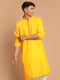Men's Yellow Color Solid Kurta