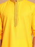 Men's Yellow And White Solid Kurta With Pant Set