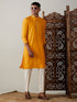 Men's Yellow And Cream Solid Kurta With Pant Style Cotton Pyjama Set