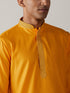 Men's Yellow And Cream Solid Kurta With Pant Style Cotton Pyjama Set