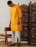 Men's Yellow And Cream Solid Kurta With Pant Style Cotton Pyjama Set