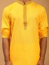 Men's Yellow And White Solid Kurta With Pant Set