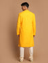 Men's Yellow And Cream Solid Kurta With Pyjama Set