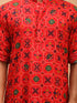 Men's Red Printed Rayon Kurta