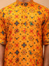Men's Yellow Printed Rayon Kurta