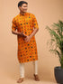 Men's Yellow Printed Rayon Kurta