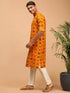 Men's Yellow Printed Rayon Kurta With Pant Set