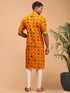Men's Yellow Printed Rayon Kurta With Pant Set