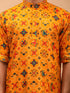 Men's Yellow Printed Rayon Kurta With Pant Set