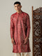 Men's Maroon Foil Printed Kurta