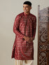 Men's Maroon Foil Printed Kurta